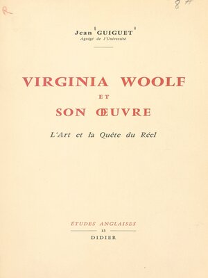 cover image of Virginia Woolf et son œuvre